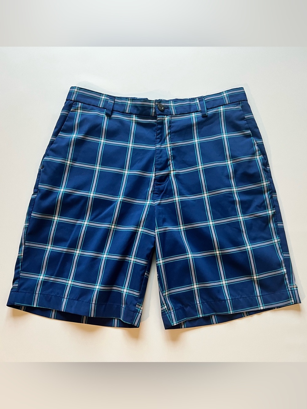 Chaps Golf 78 Men Size 34 Shorts Blue Plaid Pockets Golf Casual Preppy